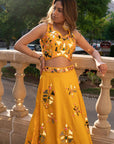 Sanjana Vibrant Mango Yellow Lehenga with Mirror Work - WaliaJones