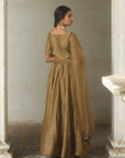 Paro Gold Chanderi Anarkali Set