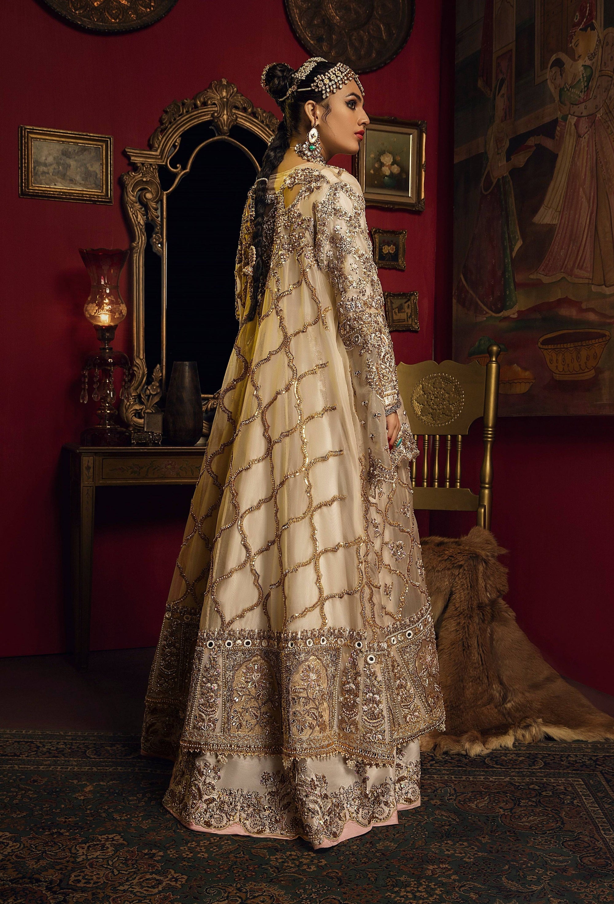 Naina De Akhay - Ivory Bridal Gown &amp; Pishwas - WaliaJones