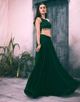 Georgette Emerald Green Lehenga with Hand Embroidered Blouse