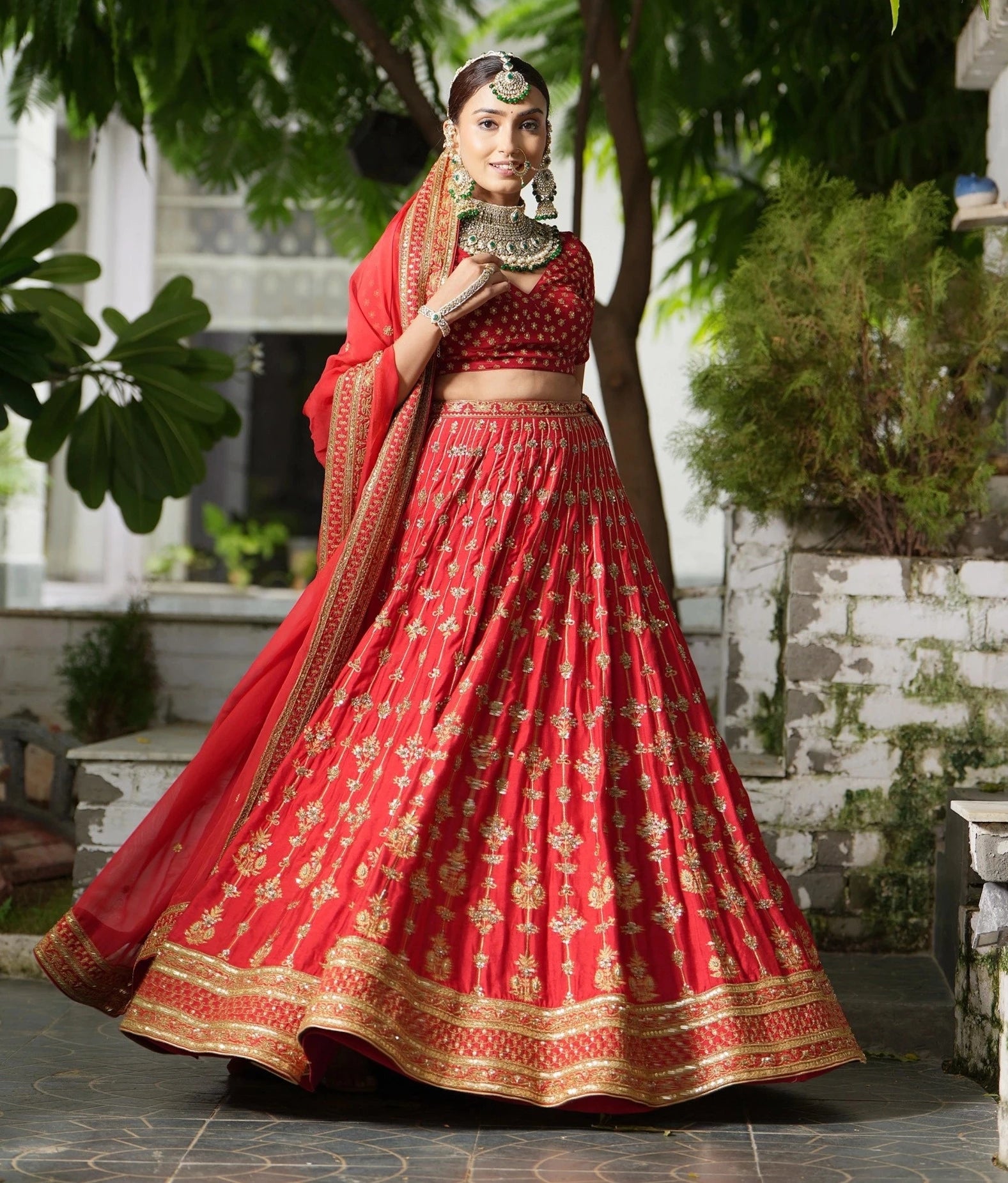 Red Bridal Lehenga Set WaliaJones