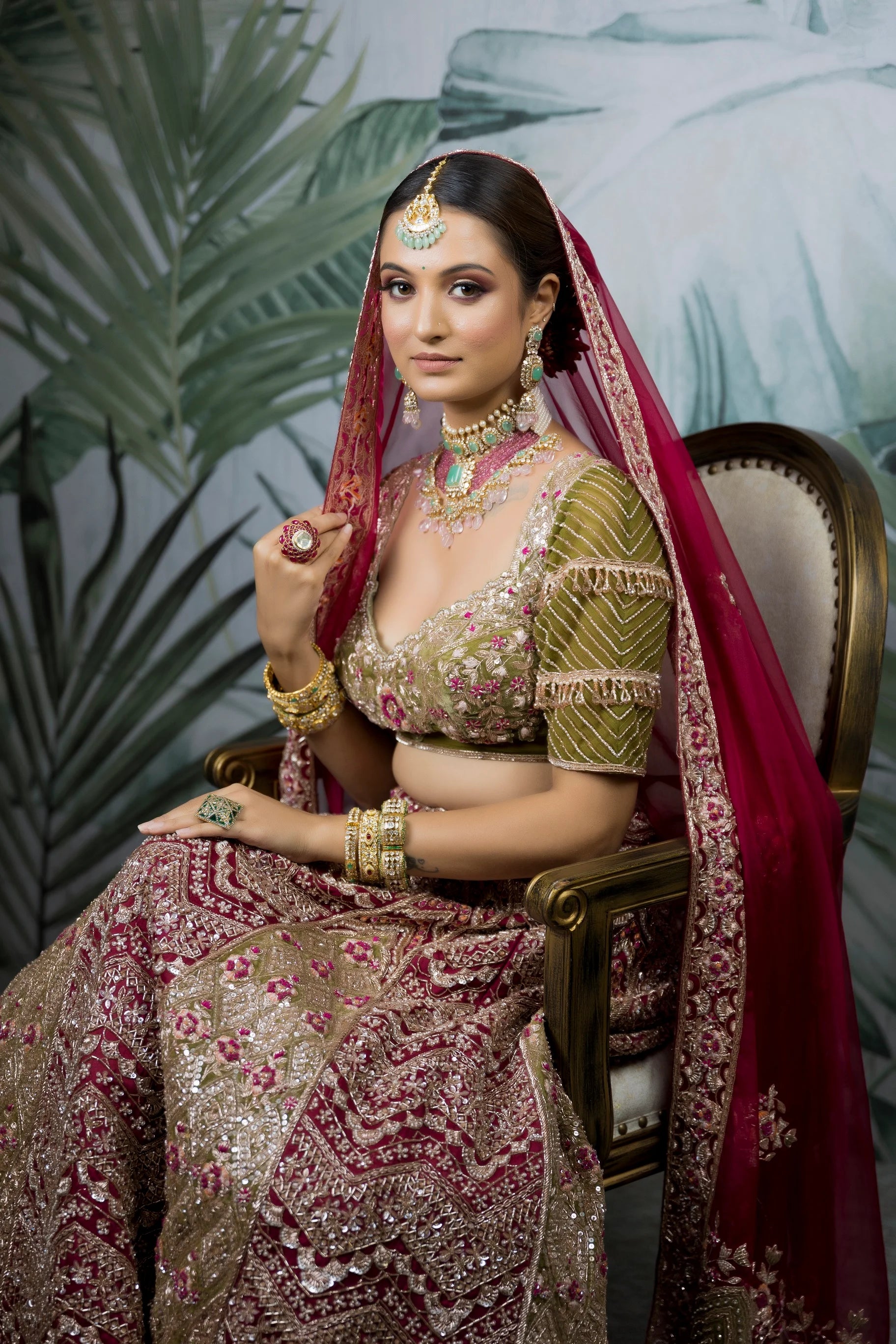 Plum sales bridal lehenga