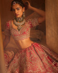 Red FROSTY Heavily Embroidered Lehenga