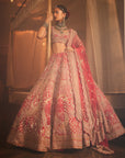 Red FROSTY Heavily Embroidered Lehenga