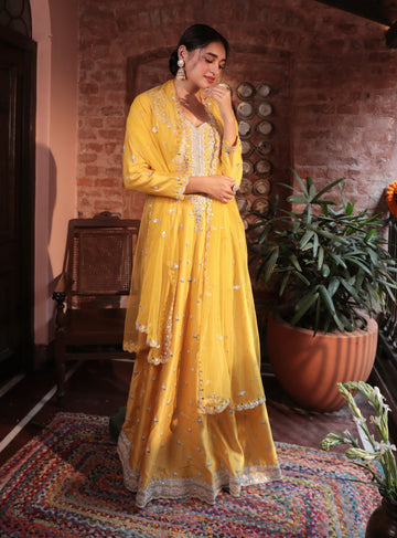 Mustard Embroidered Suit