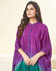 Shaded Dark Purple & Emerald Green Sleeve Kaftan Set