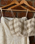 Ivory Thread Work Bustier, Pant and Jacket Set - Waliajones