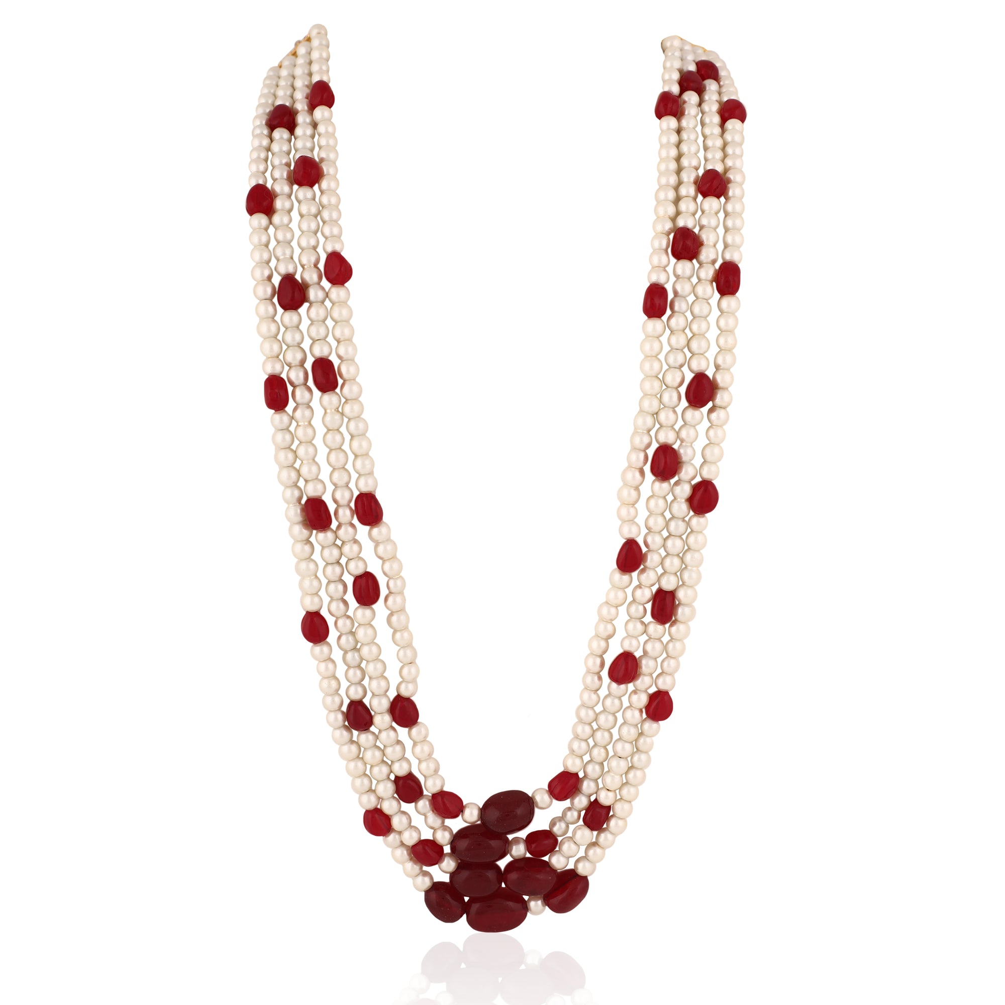 Traditional Red &amp; White Beads Moti Maala