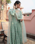 Dusty Firoza Heavily Embroidered Suit
