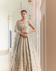 SHELLY Dusty Firoza Embroidered Lehenga