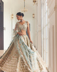 SHELLY Dusty Firoza Embroidered Lehenga