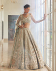 SHELLY Dusty Firoza Embroidered Lehenga