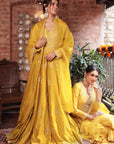Mustard Embroidered Angrakha Gown