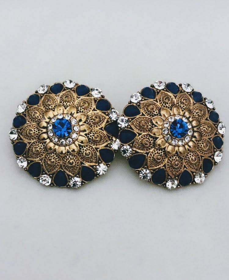 Mumbai Gold &amp; Blue Earrings - WaliaJones
