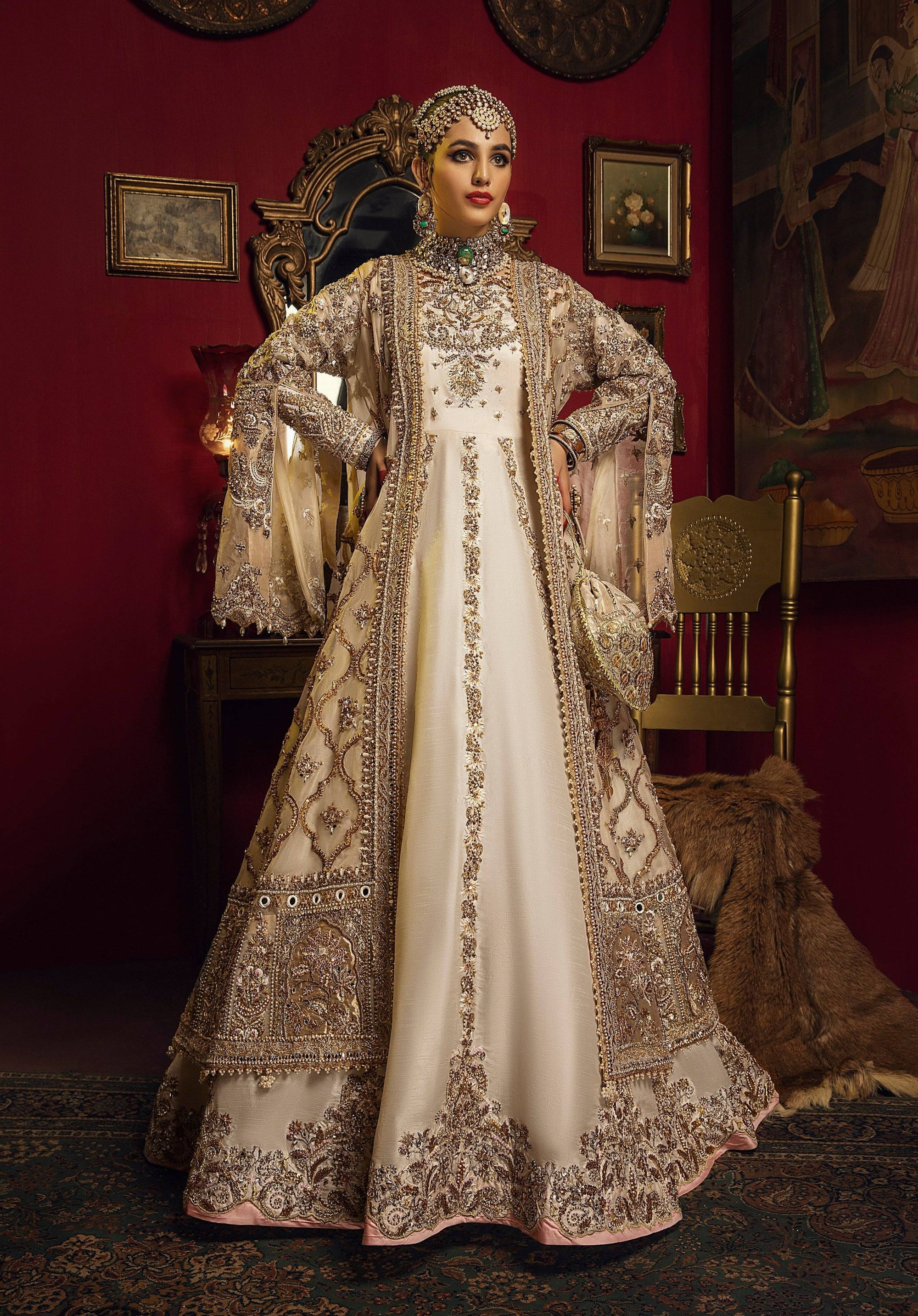 Naina De Akhay - Ivory Bridal Gown &amp; Pishwas - WaliaJones