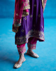 Purple Kurta Set with Rani Pink Salwar - WaliaJones