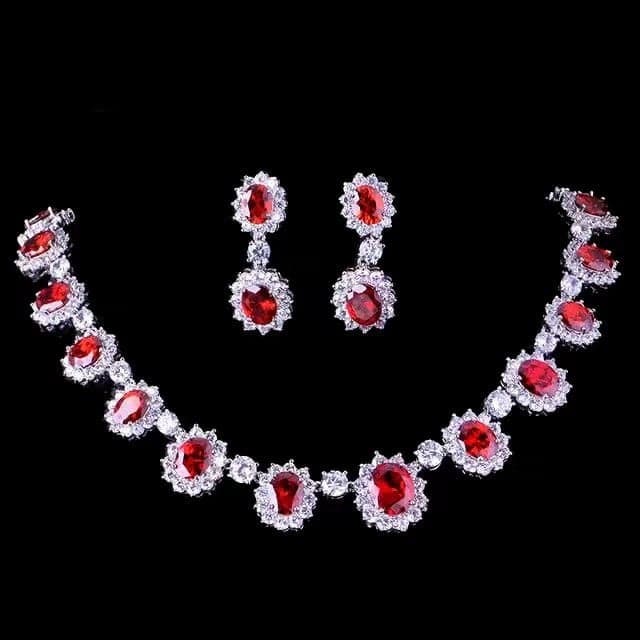Red Zircon Necklace &amp; Earrings - WaliaJones