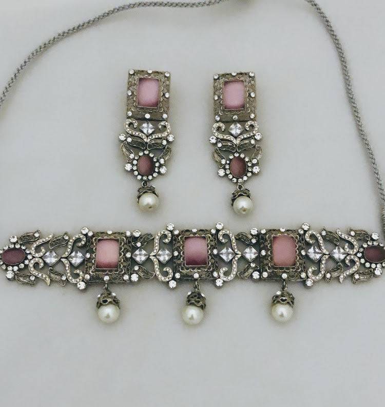 Touch of Pink Earrings &amp; Necklace Set - WaliaJones