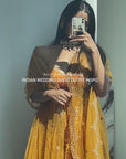 Fire Yellow Abla Lehenga Set with Floral Blouse