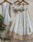 Ivory Multipanel Lehenga Set with Mirror work Blouse