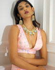 Pink Multi Sequins Blouse with Multi Sequins Skirt and Scallop Dupatta - WaliaJones