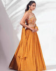 Light Greman Mustard Pleated Lehenga Set