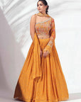 Light Greman Mustard Pleated Lehenga Set