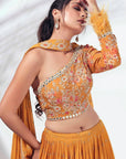 Light Greman Mustard Pleated Lehenga Set