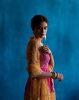 Mustard Sharara Set with Rani Pink Peplum - WaliaJones