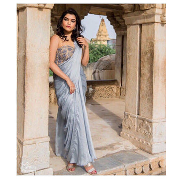 Grey Sari Gown - WaliaJones