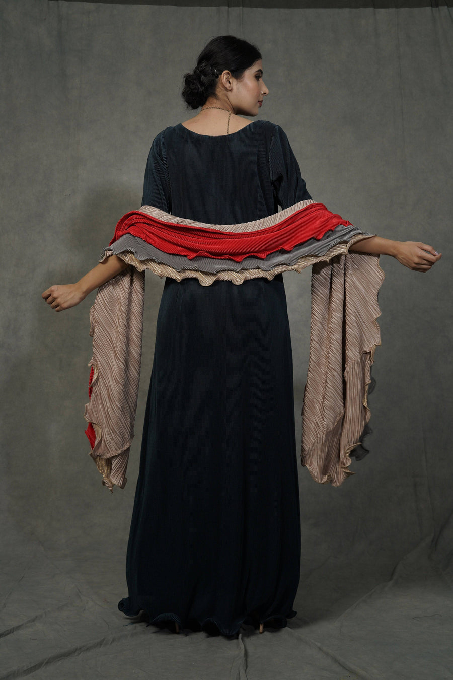 Pleated Fabric Gown Set - WaliaJones