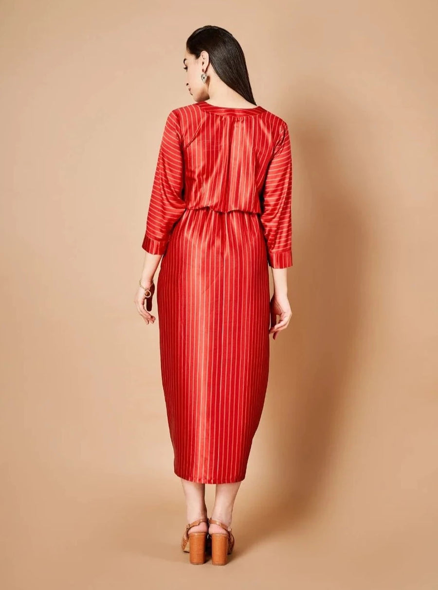 Vermillion Red Slit Dress