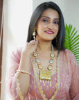 Nude Pink Bustier and Palazzo Pant with Kurta Set