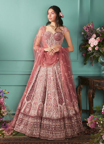 Rust-Rose Lehenga with French Chateau Elements