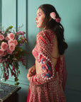 Red Lehenga with Peacock Elements