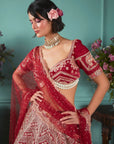 Red Lehenga Set with Elephant Elements