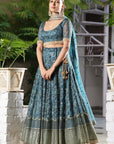 Teal Embroidered Lehenga Set