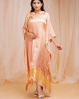 Sherbert Orange Peach Model Satin Silk Kaftaan