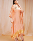 Sherbert Orange Peach Model Satin Silk Kaftaan