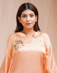 Sherbert Orange Peach Model Satin Silk Kaftaan