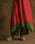 Red and Green Kurta with Palazzo Pants and Dupatta