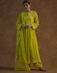 Lemon Yellow Kurta with Palazzo Pants and Dupatta