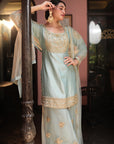 Dusty Firoza Embroidered Suit