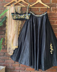 Black Lehenga Set with Thread and Mirror Work