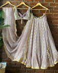 Mauve Lehenga Set with Mirror Work Blouse