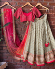 Red and Mehendi Green Lehenga Set