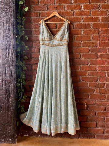 Dusty Blue Lucknowi Gown