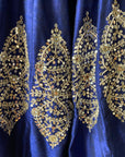 Royal Blue Raw Silk Mirror Work Lehenga Set
