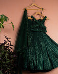Jade Green Sequin Lehenga Set