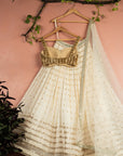 Ivory Radiant Sequin Lehenga with Gold Sequin Blouse Set